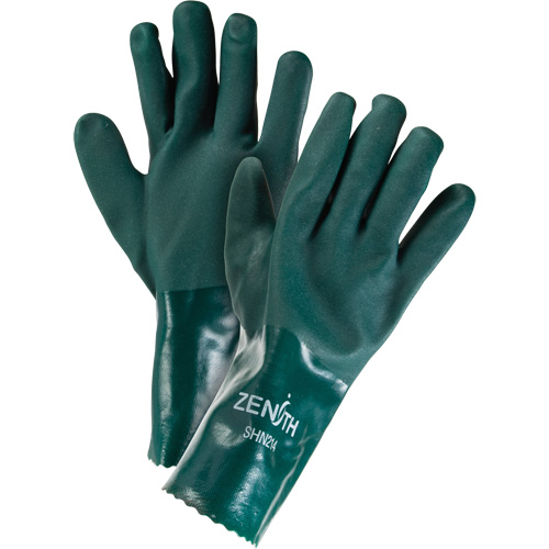 Gants verts &agrave; double enduit, 12" lo, PVC, Doublure en Jersey de coton, 70 mils Sécurité Médic