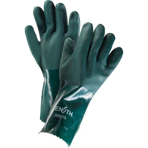 Gants verts &agrave; double enduit, 14" lo, PVC, Doublure en Jersey de coton, 70 mils Sécurité Médic
