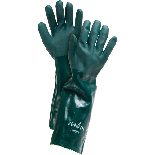 Gants verts &agrave; double enduit, 18" lo, PVC, Doublure en Jersey de coton, 70 mils Sécurité Médic