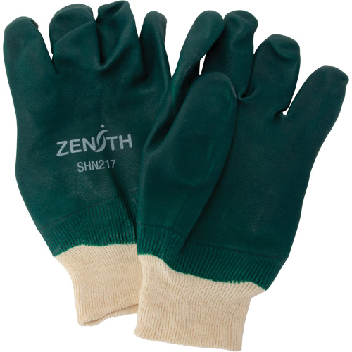Gants verts &agrave; double enduit, 10" lo, PVC, Doublure en Jersey de coton, 70 mils Sécurité Médic