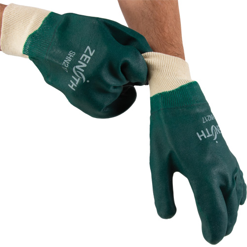 Gants verts &agrave; double enduit, 10" lo, PVC, Doublure en Jersey de coton, 70 mils Sécurité Médic