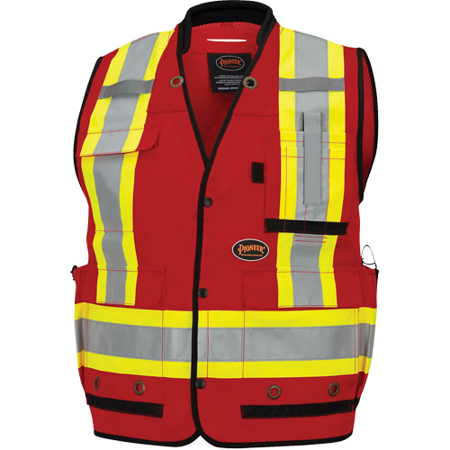 6678 High-Visibility Antimicrobial Mesh-Back Surveyor Vest, Red, Small, Polyester Sécurité Médic