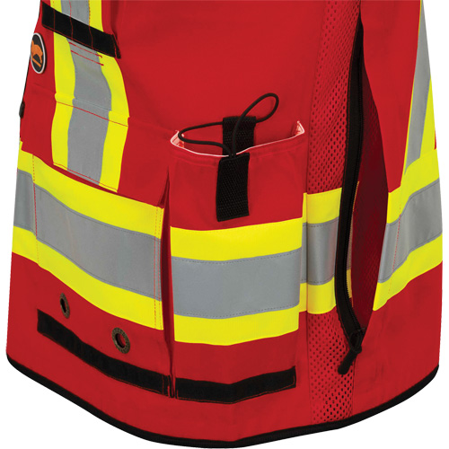 6678 High-Visibility Antimicrobial Mesh-Back Surveyor Vest, Red, Small, Polyester Sécurité Médic
