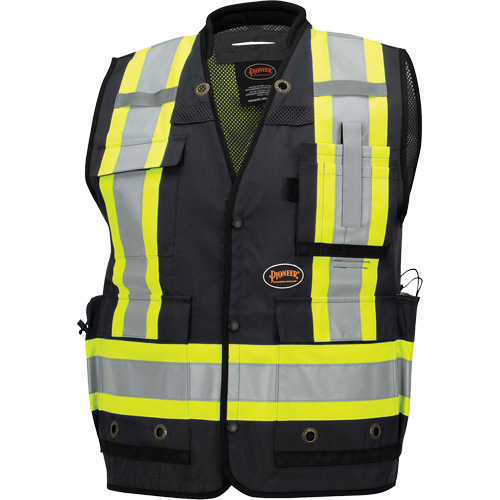 6679 Veste d'arpenteur antimicrobienne haute visibilit&eacute; avec dos en maille, Noir, Petit, Polyester Sécurité Médic