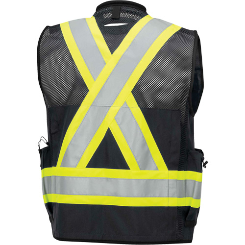 6679 Veste d'arpenteur antimicrobienne haute visibilit&eacute; avec dos en maille, Noir, Petit, Polyester Sécurité Médic