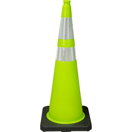 Premium Traffic Cone, 36", Lime Green, 4" & 6" Reflective Collar(s) Sécurité Médic