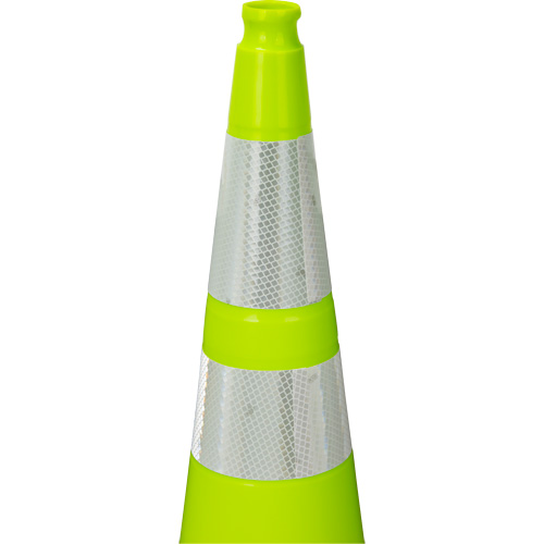 Premium Traffic Cone, 36", Lime Green, 4" & 6" Reflective Collar(s) Sécurité Médic