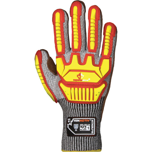 Gants antichocs TenActiv STAGBLPVB, 2T-Grand, Paume en Cuir de vache, Poignet Poignet en tricot Sécurité Médic