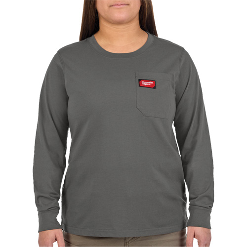 T-shirt &agrave; manches longues avec poches GRIDIRON, Femmes, T-petit, Gris Sécurité Médic