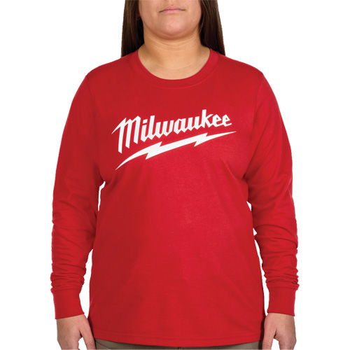 T-shirt &agrave; manches longues avec logo GRIDIRON, Femmes, T-petit, Rouge Sécurité Médic