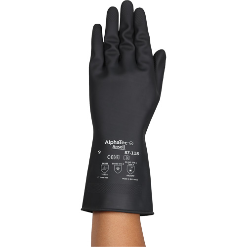 AlphaTec&reg; 87-118 Chemical-Resistance Gloves, Size Small/7, 12.6" L, Rubber Latex, Cotton Inner Lining, 31-mil Sécurité Médic