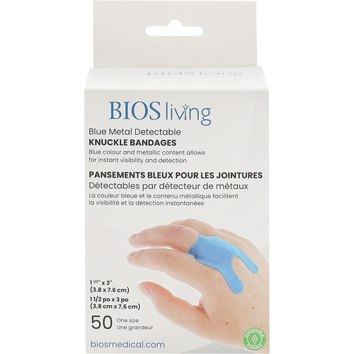 Bandages bleus, Jointures, 3", Tissu d&eacute;tectable, St&eacute;rile Sécurité Médic