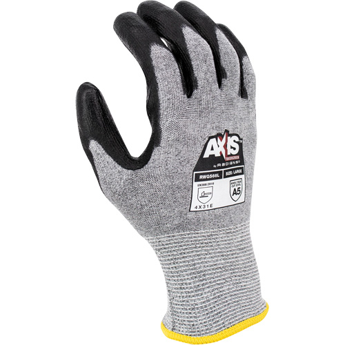 Gants de travail r&eacute;sistants &agrave; la coupe, compatibles avec &eacute;crans tactiles RWG566 AXIS, Taille T-petit, Calibre 18, Rev&ecirc;tement Polyur&eacute;thane, Enveloppe en Acier inoxydable/PEHP, ASTM ANSI niveau A5/EN 388 niveau E Sécurité Médic