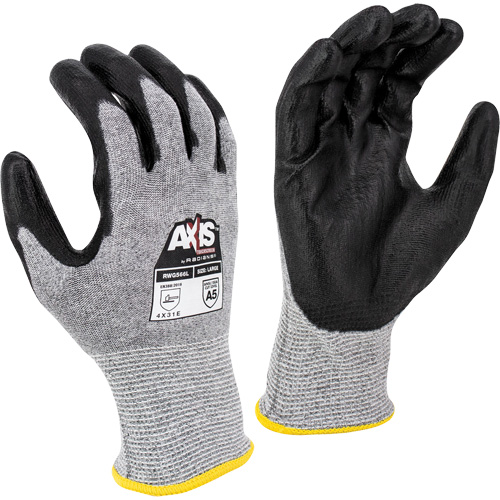 Gants de travail r&eacute;sistants &agrave; la coupe, compatibles avec &eacute;crans tactiles RWG566 AXIS, Taille T-petit, Calibre 18, Rev&ecirc;tement Polyur&eacute;thane, Enveloppe en Acier inoxydable/PEHP, ASTM ANSI niveau A5/EN 388 niveau E Sécurité Médic