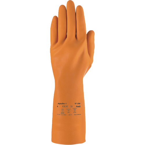 AlphaTec&reg; 87-208 Heavy-Duty Chemical-Resistant Gloves, Size 7, 12.8" L, Rubber Latex, Cotton/Flock-Lined Inner Lining, 29.5-mil Sécurité Médic