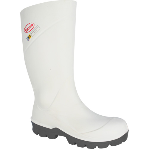Boss&reg; Footwear Food Processing Boot, Polyurethane, Steel Toe, Size 4, Impermeable Sécurité Médic