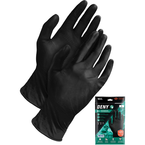 Gants jetables Deny, Petit, Nitrile, 6 mils, Sans poudre, Noir Sécurité Médic