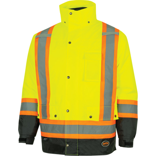 Parka de s&eacute;curit&eacute; d'hiver imperm&eacute;able 7-en-1 5057 Pioneer Yukon, Polyester, Noir/Jaune lime haute visibilit&eacute;, T-petit Sécurité Médic