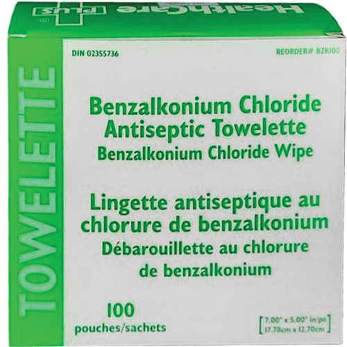 BZK Benzalkonium Chloride Towelette, Towelette, Antiseptic Sécurité Médic