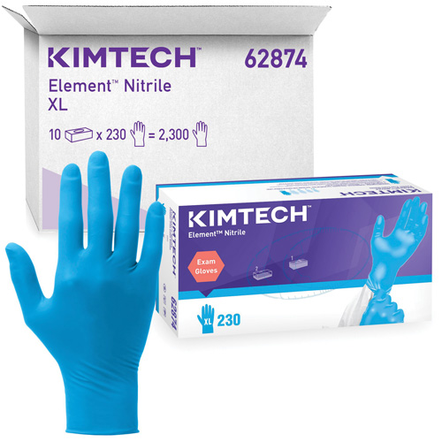 Gants d'examen Kimtech Element, T-petit, Nitrile, 3,2 mils, Sans poudre, Bleu, Classe 2 Sécurité Médic