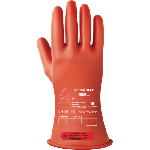 ActivArmr&reg; RIG R011RUL Ultra-Lightweight Electrical Insulated Gloves, ASTM Class 0, Size 9, 11" L Sécurité Médic