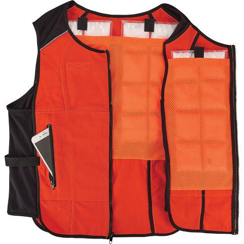 Veste de refroidissement &agrave; changement de phase l&eacute;g&egrave;re avec sachets de recharge Chill-Its 6260, Petit/Moyen, Orange Sécurité Médic