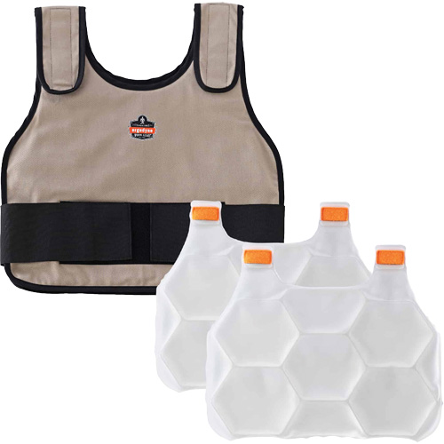 Veste de refroidissement &agrave; changement de phase standard avec sachets de recharge Chill-Its 6230, Grand/T-Grand, Khaki Sécurité Médic