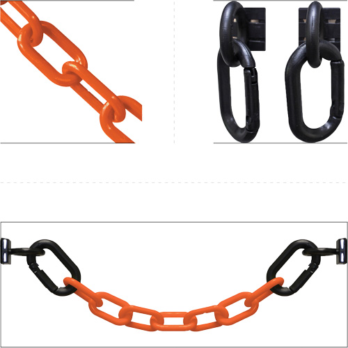 Magnetic Chain Barrier Warehouse Kit, Orange, 2" Link, 15' Length Sécurité Médic