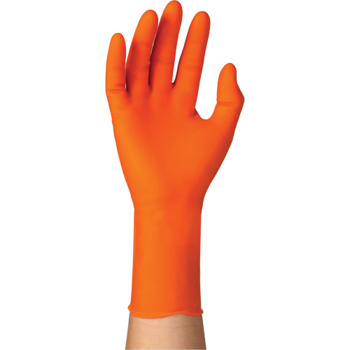 Gants jetables TOUCHNTUFF 93-800, 6,5/7, Latex/N&eacute;opr&egrave;ne/Nitrile, 23,6-mils, Sans poudre, Orange Sécurité Médic