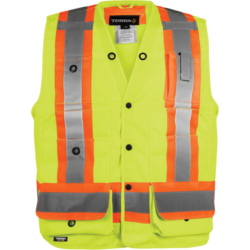 High-Visibility Surveyor's Vest, High Visibility Orange, Small, Polyester Sécurité Médic