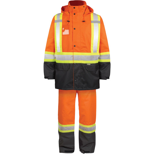 High-Visibility 150-Deniers Rain Suit, Polyester, Large, High Visibility Orange Sécurité Médic