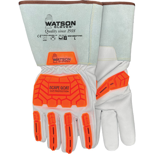 Scape Goat Cut-Resistant Gloves, Medium, Goatskin Palm, Gauntlet/Driver Cuff Sécurité Médic