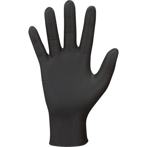 Gants jetables 709B PyraGrip, 9/Grand, Nitrile, 8 mils, Sans poudre, Noir Sécurité Médic