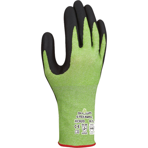 S-TEX Alpha XC820 Cut-Resistant Gloves, Size 6/Small, 18 Gauge, Microfoam Nitrile Coated, Tungsten Shell, ASTM ANSI Level A6/EN 388 Level F Sécurité Médic