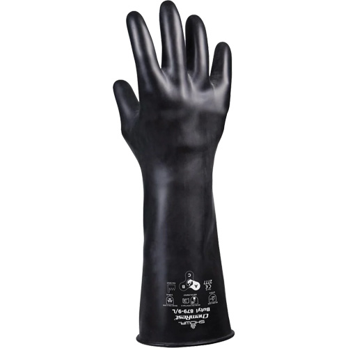 879 Acid-Resistant Gloves, Size X-Large/10, 14" L, Butyl Rubber, 28-mil Sécurité Médic