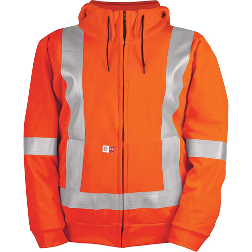 High-Visibility Wind Resistant Zip-Front Sweatshirt with DetachableHood, Men's, 3X-Large, High Visibility Orange, 27.7 cal/cm² Sécurité Médic
