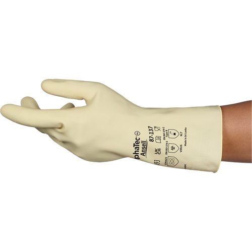 Gants naturels et l&eacute;gers AlphaTec 87-137, Taille 10, 11,8" lo, Latex de caoutchouc, 16 mils Sécurité Médic