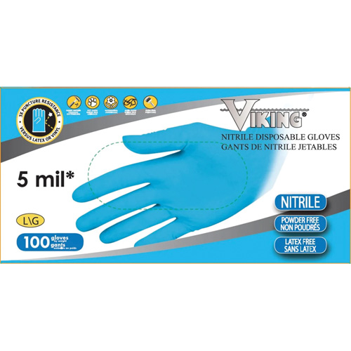 Gants jetables 34600, Petit, Nitrile, 5 mils, Sans poudre, Bleu Sécurité Médic
