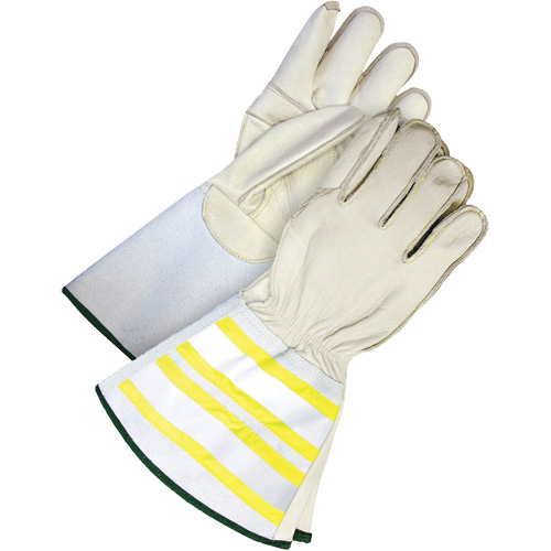 High-Visibility Utility Gloves with 6.25" Cuff, X-Large, Grain Cowhide Palm Sécurité Médic