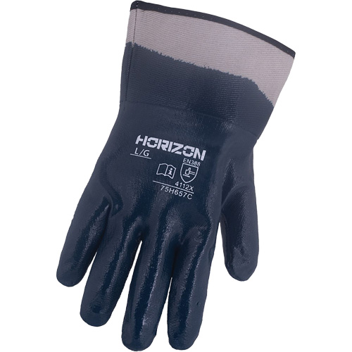 Horizon&reg; Navy Gloves with Pasted Cuffs, X-Large, Nitrile Coating, Jersey/Cotton Shell Sécurité Médic