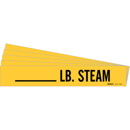 Marqueurs de tuyau LB. Steam, Autocollant, 2-1/4" h x 2-3/4" la, Noir sur jaune Sécurité Médic