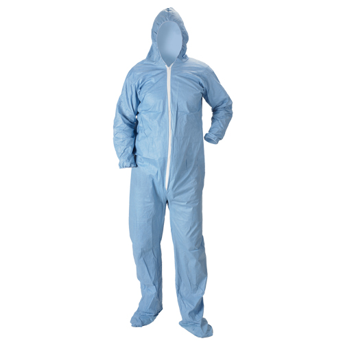 Combinaison &agrave; capuchon ignifuge Pyrolon Plus 2 avec bottes, Petit, Bleu, Tissu ignifug&eacute; Sécurité Médic
