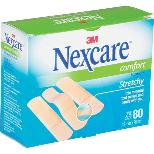Nexcare Comfort Strips, Rectangular/Square, 3", Fabric, Sterile Sécurité Médic