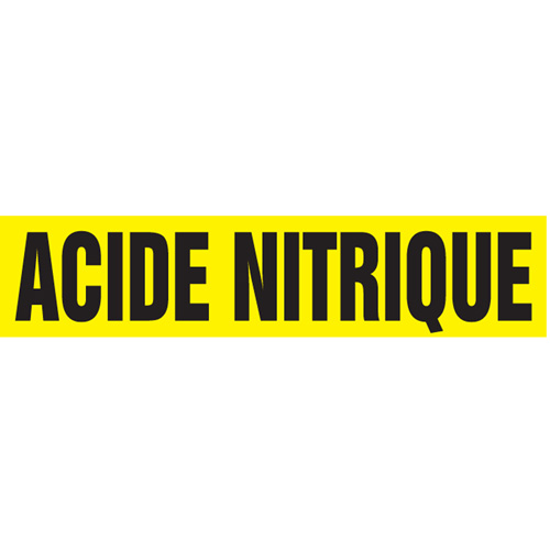 Marqueurs de tuyau "Acide Nitrique", Autocollant, 2-1/2" h x 12" la, Noir sur jaune Sécurité Médic