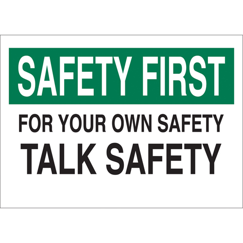 "Talk Safety" Sign, 10" x 14", Aluminum, English Sécurité Médic