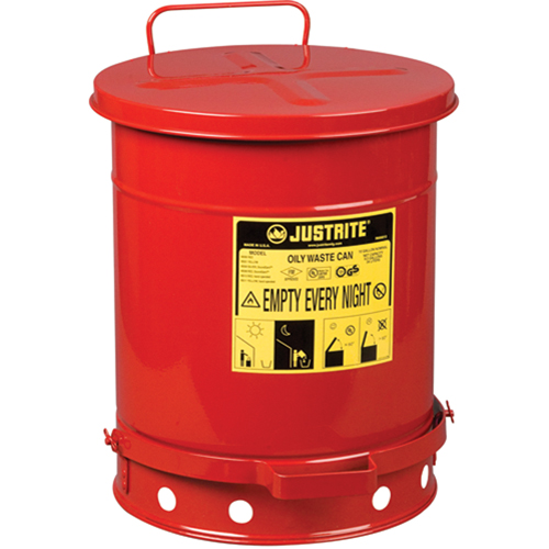 Contenants pour d&eacute;chets huileux, Homologu&eacute; FM/List&eacute; UL, 10 gal. US, Rouge Sécurité Médic
