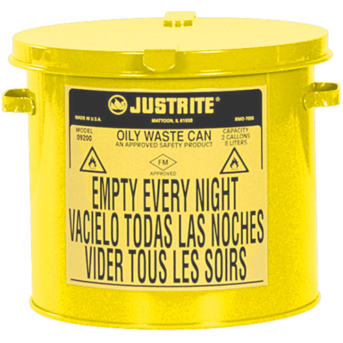 Contenants pour d&eacute;chets huileux, Homologu&eacute; FM/List&eacute; UL, 2 gal. US, Jaune Sécurité Médic