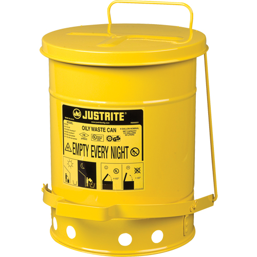 Oily Waste Cans, FM Approved/UL Listed, 6 US Gal., Yellow Sécurité Médic