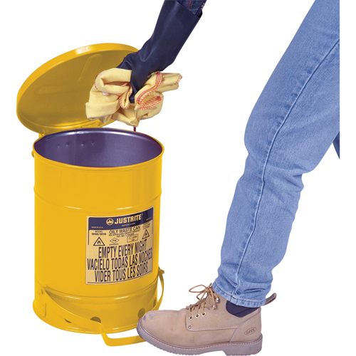 Contenants pour d&eacute;chets huileux, Homologu&eacute; FM/List&eacute; UL, 21 gal. US, Jaune Sécurité Médic