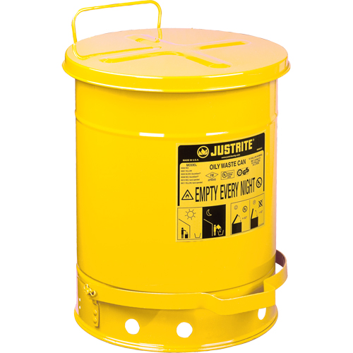 Oily Waste Cans, FM Approved/UL Listed, 10 US gal., Yellow Sécurité Médic
